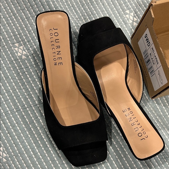 Journee Collection Black Open-Toe Mules - Picture 2 of 3